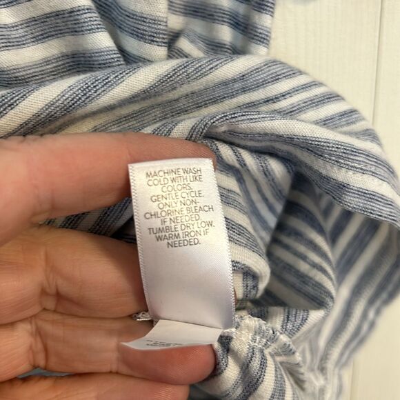 J. JILL Size Small Cotton Blue White Striped Bell Sleeve Top Boatneck Pullover - Picture 6 of 8